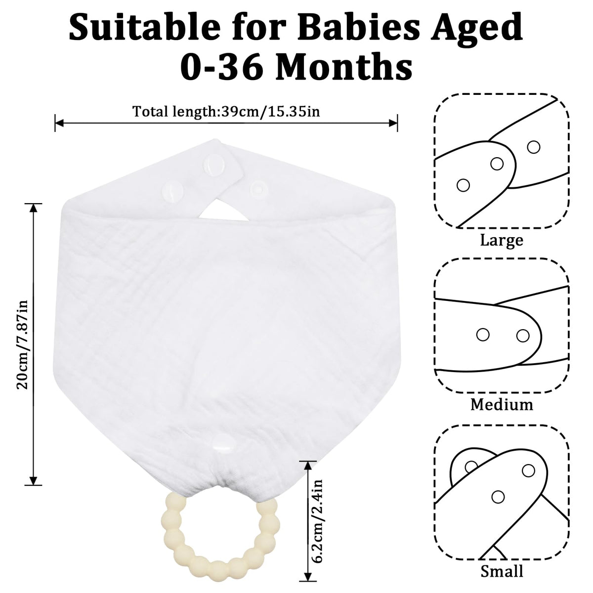 CUXFLS - Paquete de 6 baberos y juguetes de dentición, 100% algodón orgánico, absorbente, suave, unisex para 0 a 24 meses, material de seguridad de silicona para recién nacidos y niños pequeños