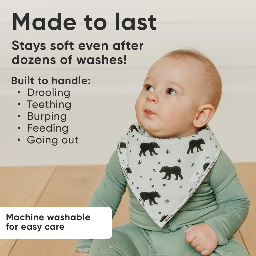 Copper Pearl - Juego de 4 baberos tipo bandana para bebé, set de regalo para niños, juego de arquero