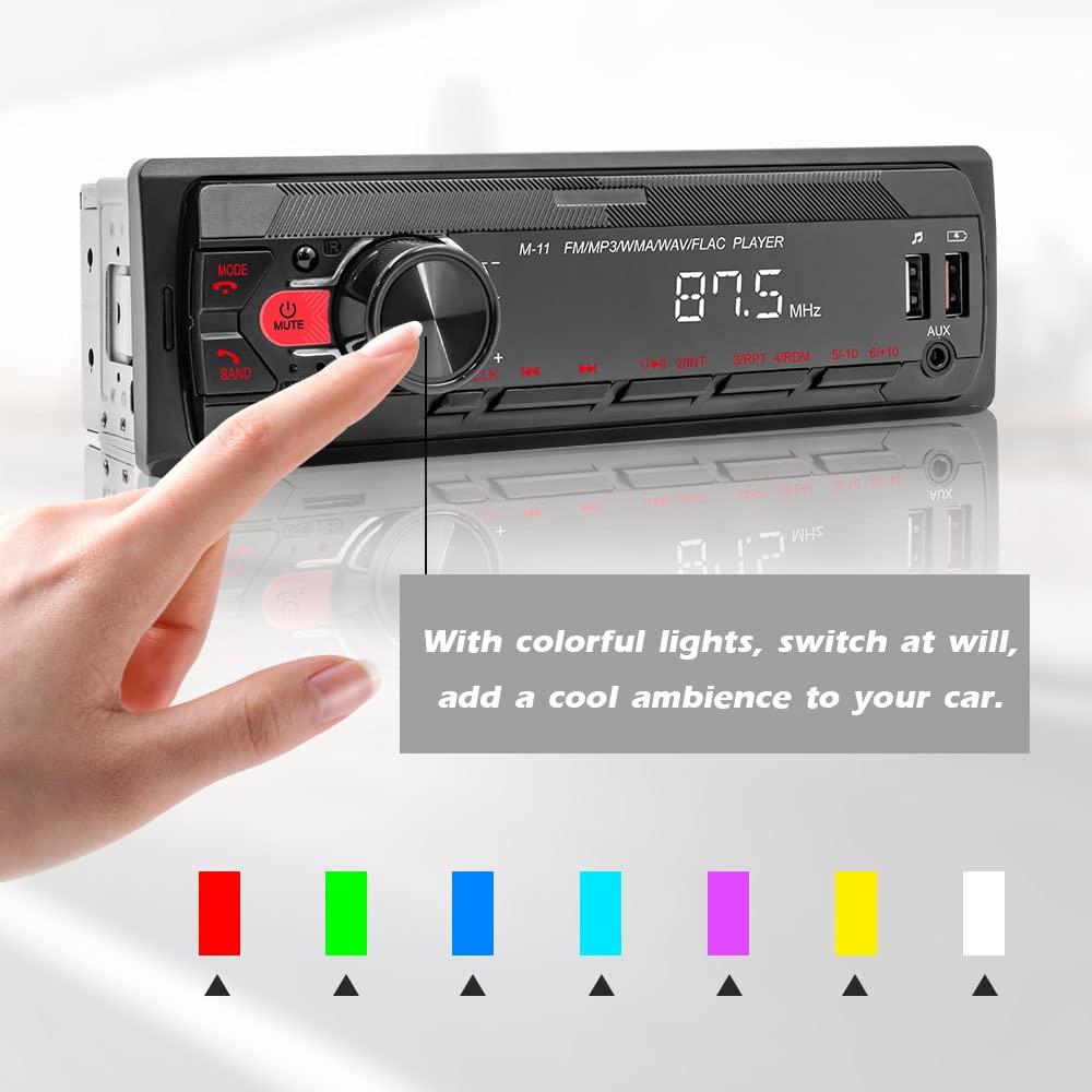 Feiniao Reproductor de MP3 para automóvil, Reproductor Estereo para Automovil, Receptor estéreo BT Radio FM Soporte de Llamadas con Manos Libres Carga USB U-Disk/Tarjeta TF/AUX-IN Asistencia de Voz