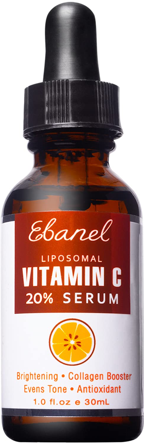 Ebanel 20% Vitamin C Face Serum with Hyaluronic Acid,1oz Max Strength Anti-Aging Anti-Wrinkle Ascorbic Acid Facial Serum Antioxidant with Collagen for Dark Spot,Fine Line,Skin Brightening and Firming