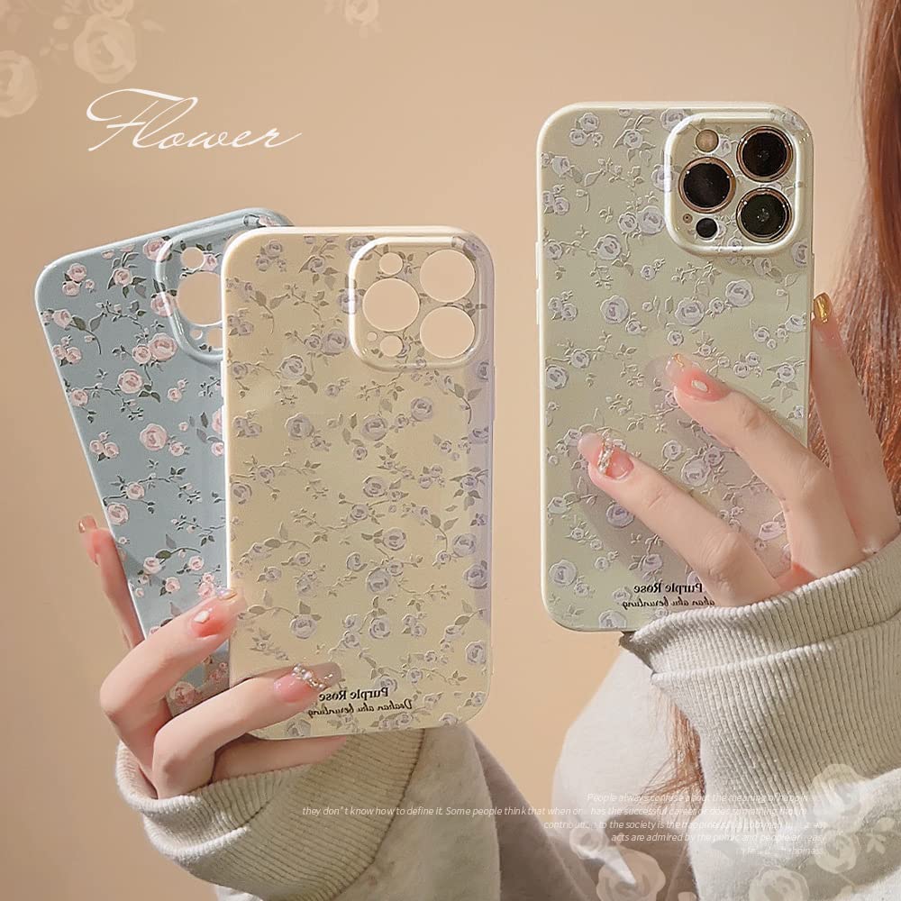 Ownest Funda Compatible con iPhone 14 (6.1"), Floral Rosa Flor Patrón Lindo Diseño para Mujeres Chicas, Moda Delgado Suave Flexible de Goma TPU Funda para iPhone 14 - Blanco
