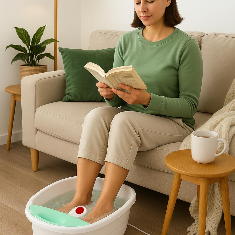 Hidromasajeador Eléctrico para Pies Spa 42 x 33 cm Tina Blanco y Verde