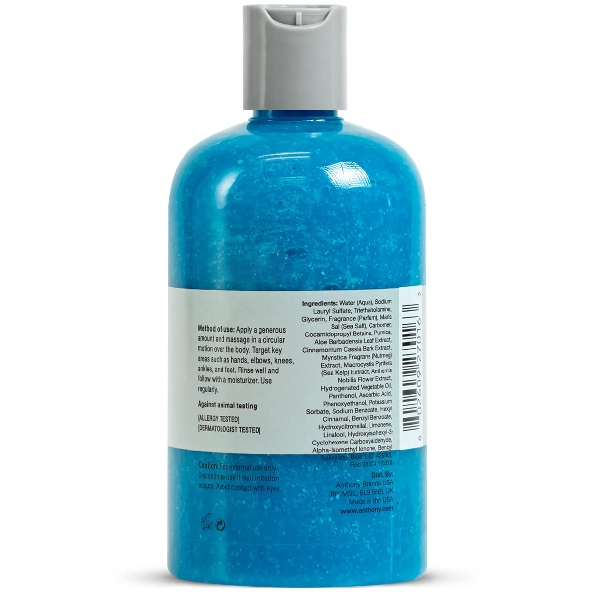 Exfoliante Corporal Anthony Azul Algas Marinas para una Piel Suave y Renovada