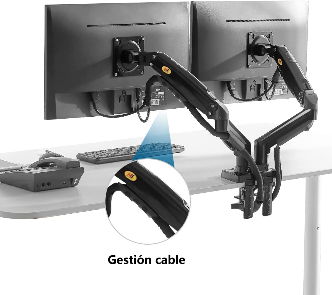 Soporte Hidráulico MORNWELL Negro para Monitor de 17 a 27 Pulgadas Ergonómico con Movimiento Completo