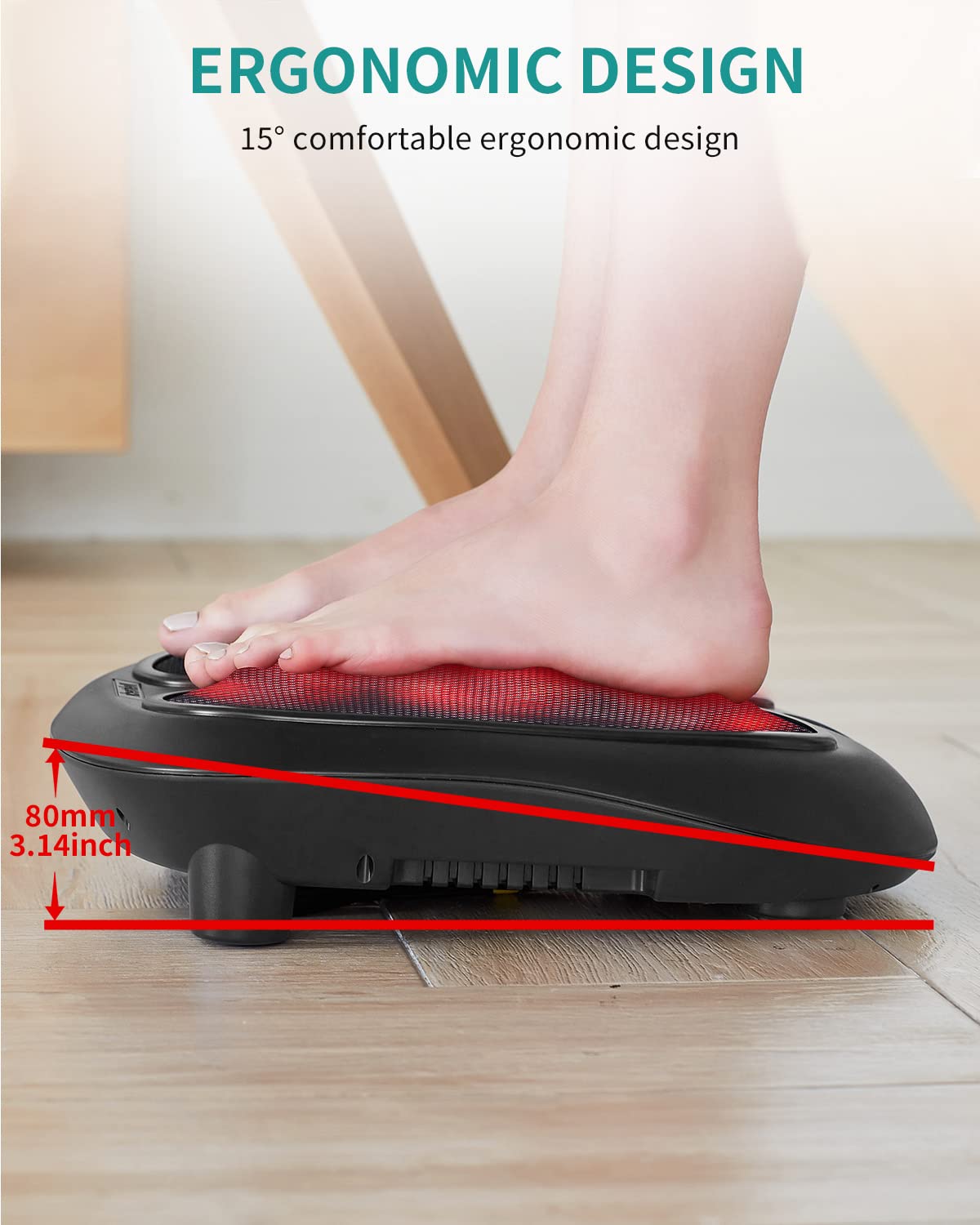Masajeador de Pies Nekteck Negro con Calor Infrarrojo y Amasado Shiatsu Eléctrico