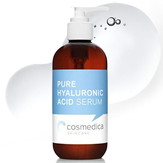 Cosmedica Skincare SUERO PURO DE ACIDO HIALURONICO 8 oz. Promueve la producción de colágeno y elastina. Previene la flacidez e hidrata al máximo la piel.