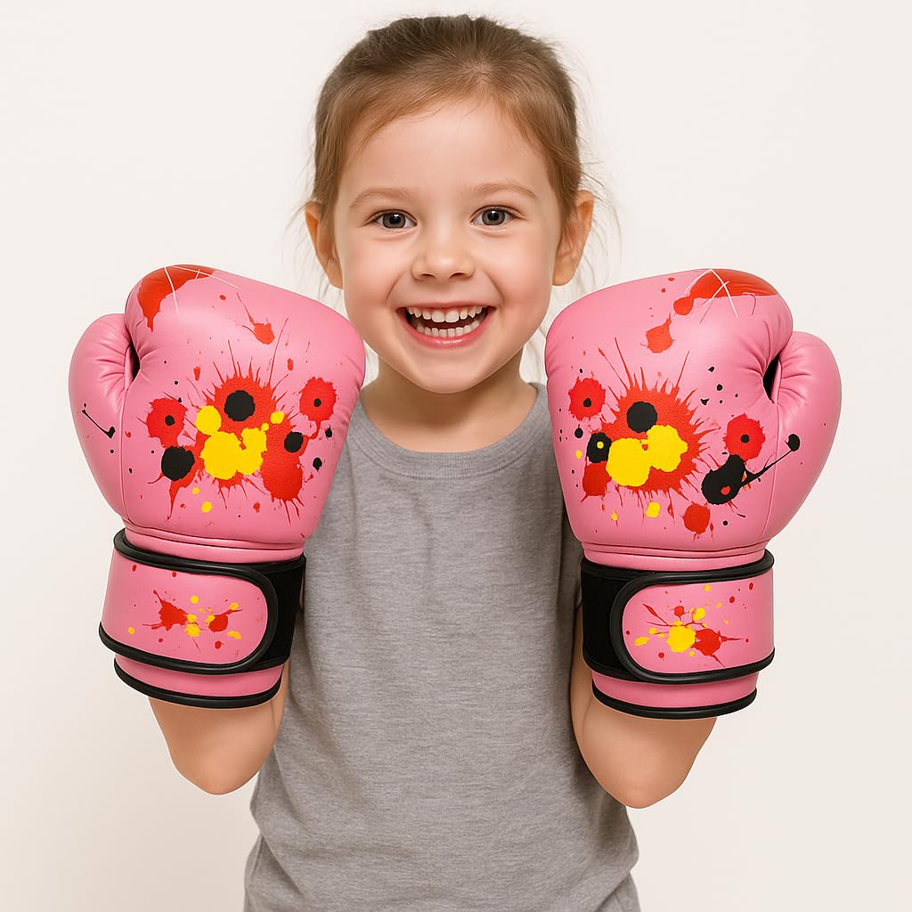Guantes de Boxeo para niños de Poliuretano para Sparring y Entrenamiento, para niños de 2 a 11 años, Color Rosa Equipo Deportivo Infantil