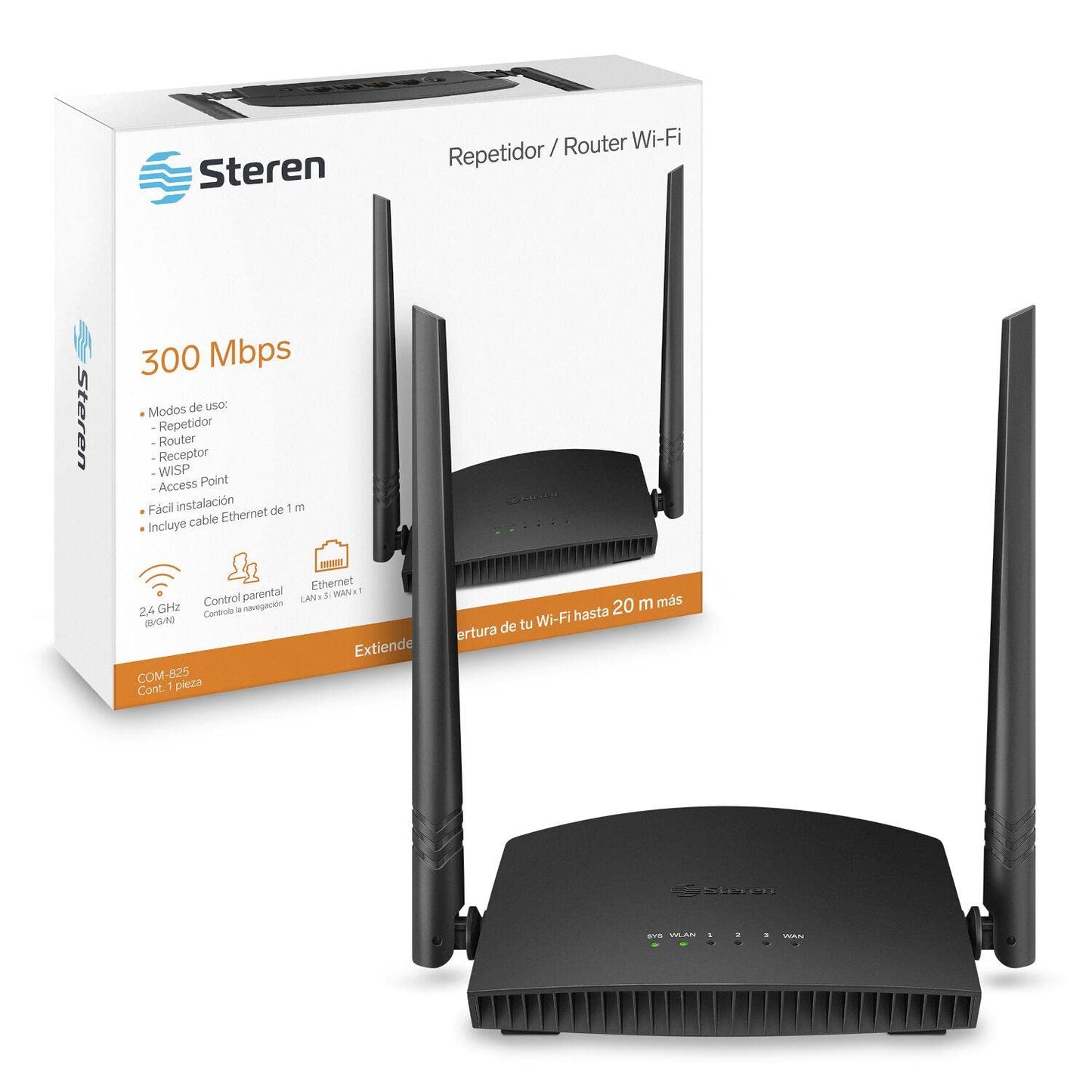 Repetidor Router Wi-Fi STEREN Blanco 20 m Cobertura