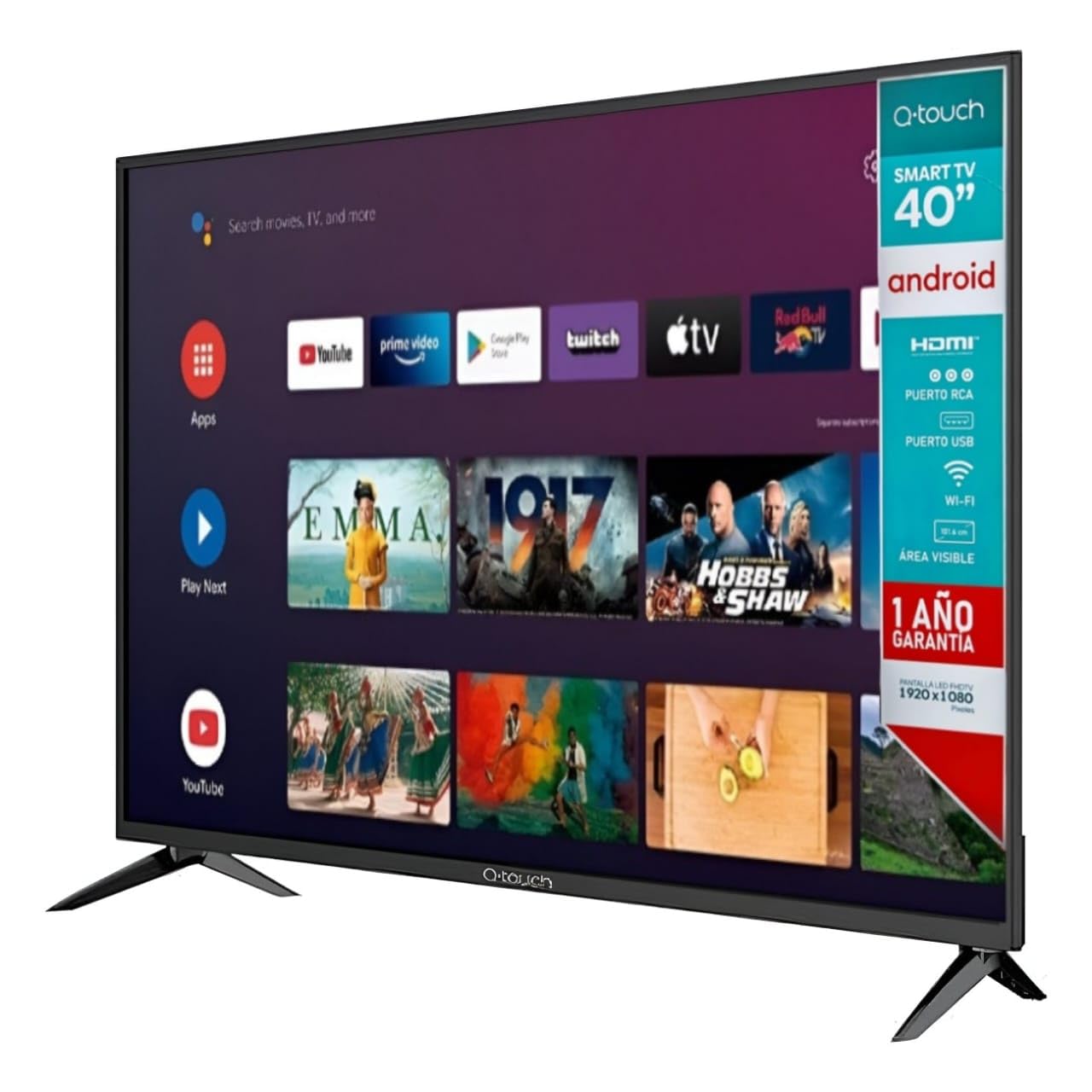 Smart TV Q-Touch 40" Full HD Android TV – Pantalla LED, WiFi, Netflix, Youtube, Prime Video