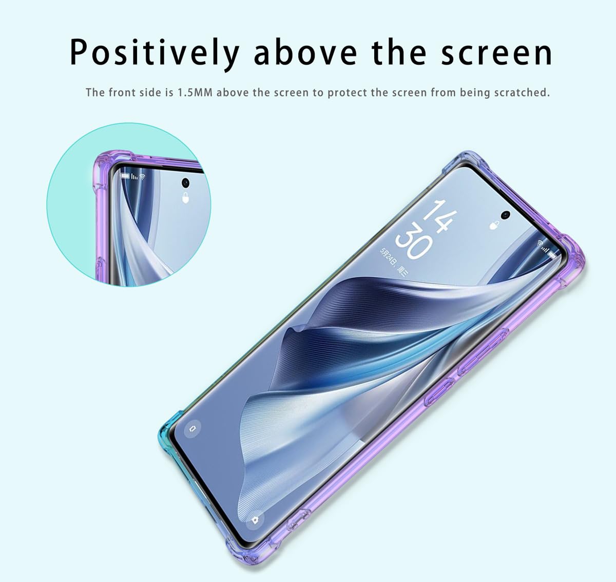 DABUNA Funda para OPPO Reno 10 Case Uso Rudo,Transparente Colores Degradados Protectora de Cámara Anticaída Carcasa Bumper(Púrpura Azul)
