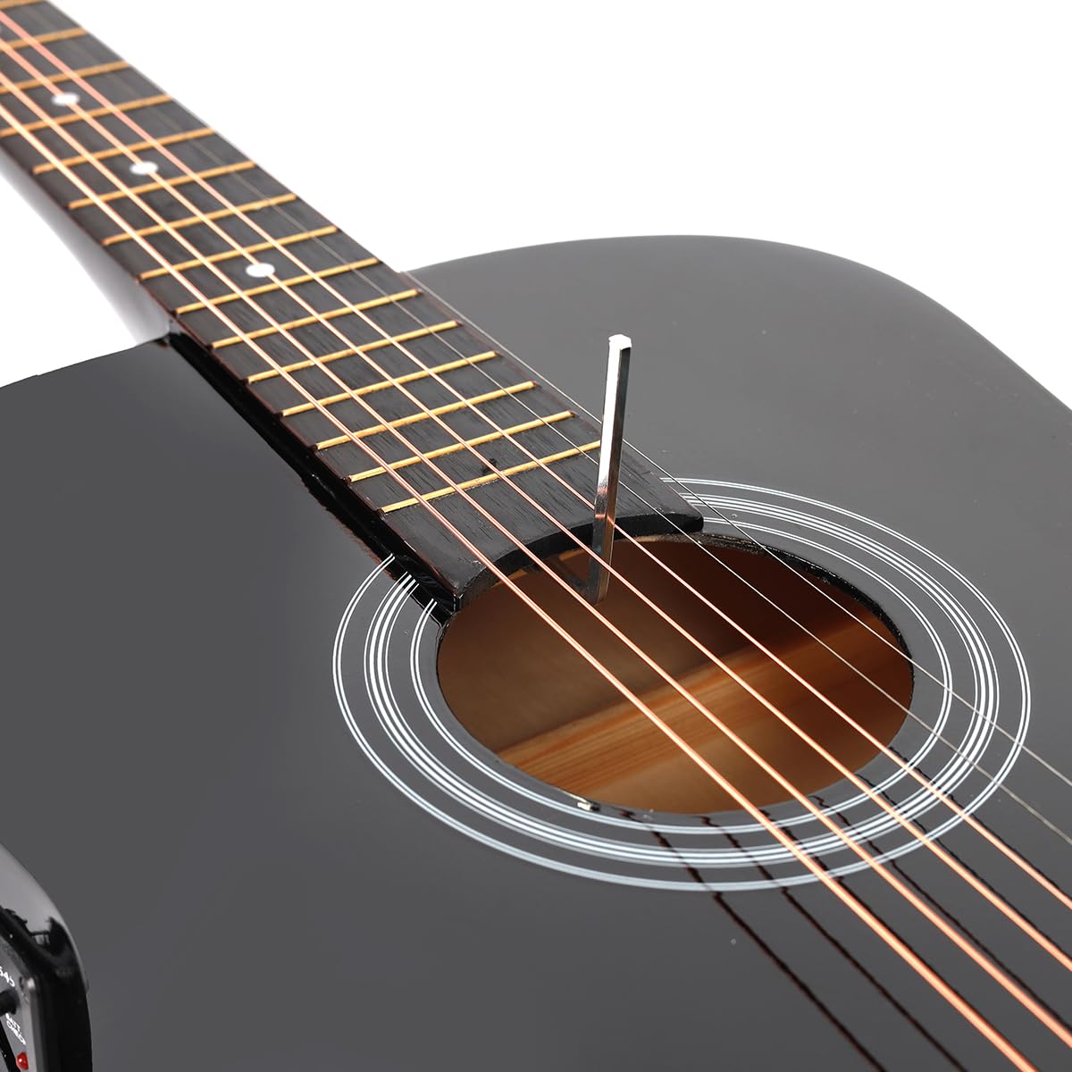 38 inch Electroacústica Guitarra Guitarra acustica con Afinadores,Correas,Cuerdas para Instrumentos,Plumillas,Cable amplificador guitarra,soul,Fundas para Guitarras 3/4 (Black3)