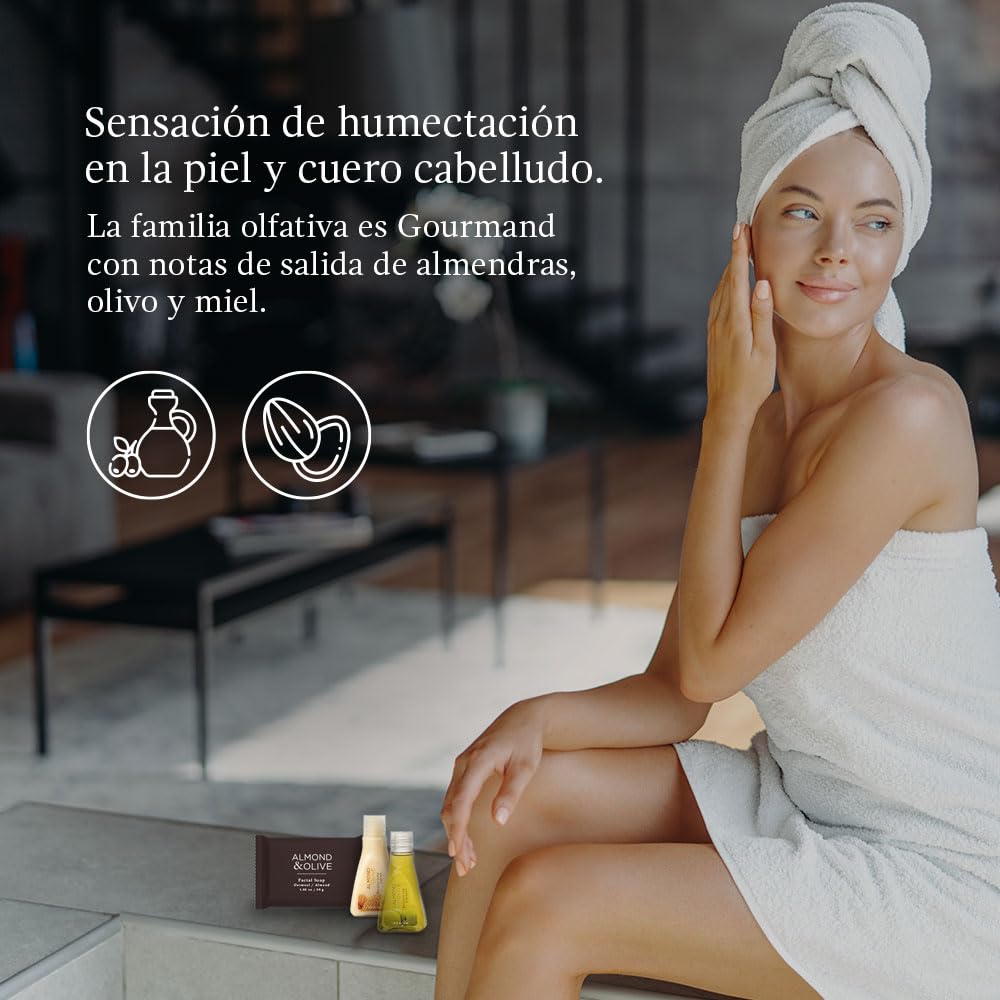 Jypesa | Jabón Hotelero Almond & Olive | Amenidades Hoteleras para Hotel y Airbnb | Kit de Baño 144 Piezas | Jabones Crema y Shampoo