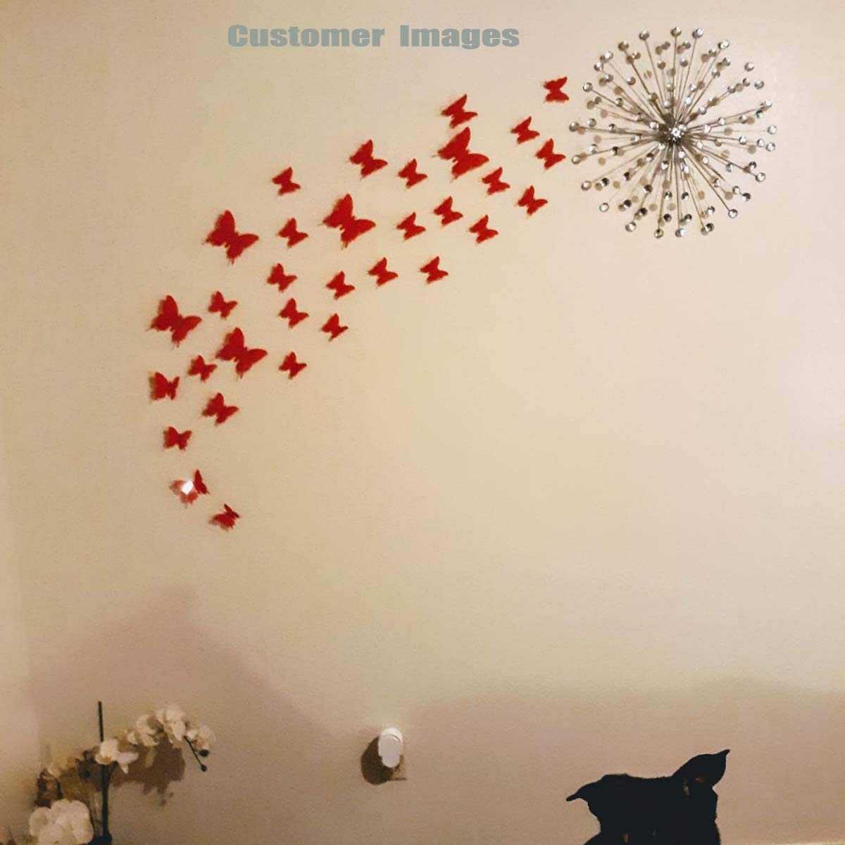 24 pegatinas de pared 3D de mariposa removibles para decoracion del hogar y la habitacion (rojo)