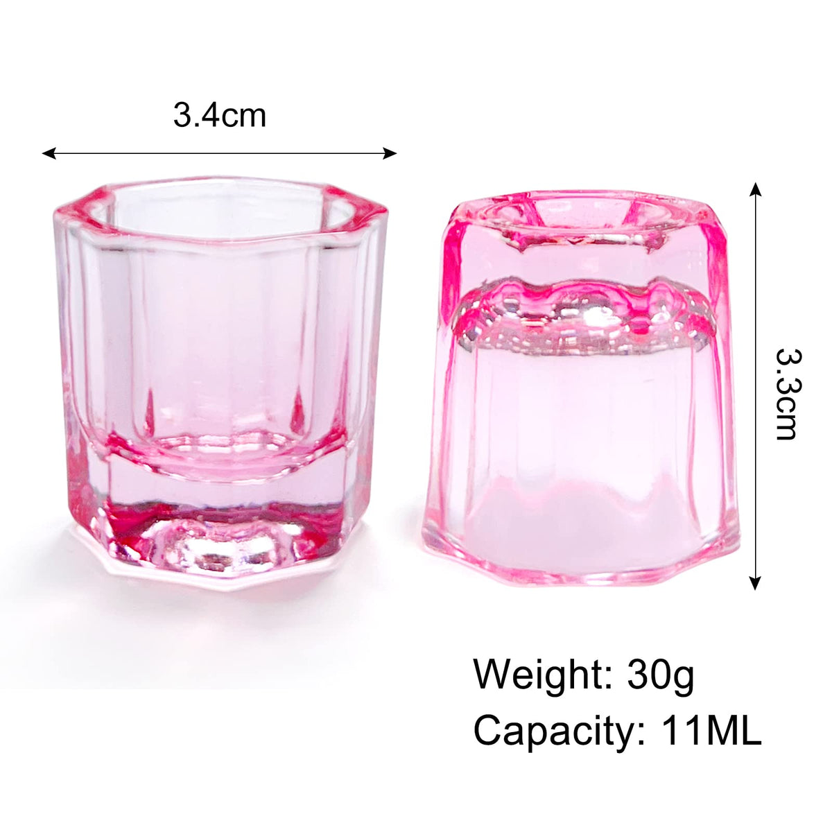 Vasos de Vidrio Honey Joy Rosa para Líquido Acrílico y Monómero