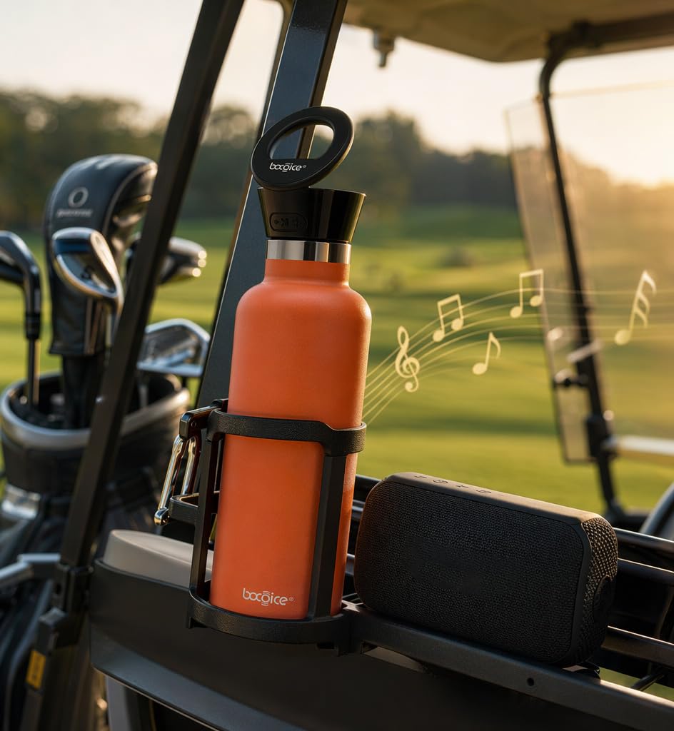 bocoice MagBottle - Altavoz para carrito de golf, altavoz Bluetooth 4 en 1 y botella de agua, soporte magnético para carrito de golf, vaso aislado, deportes al aire última intervensión