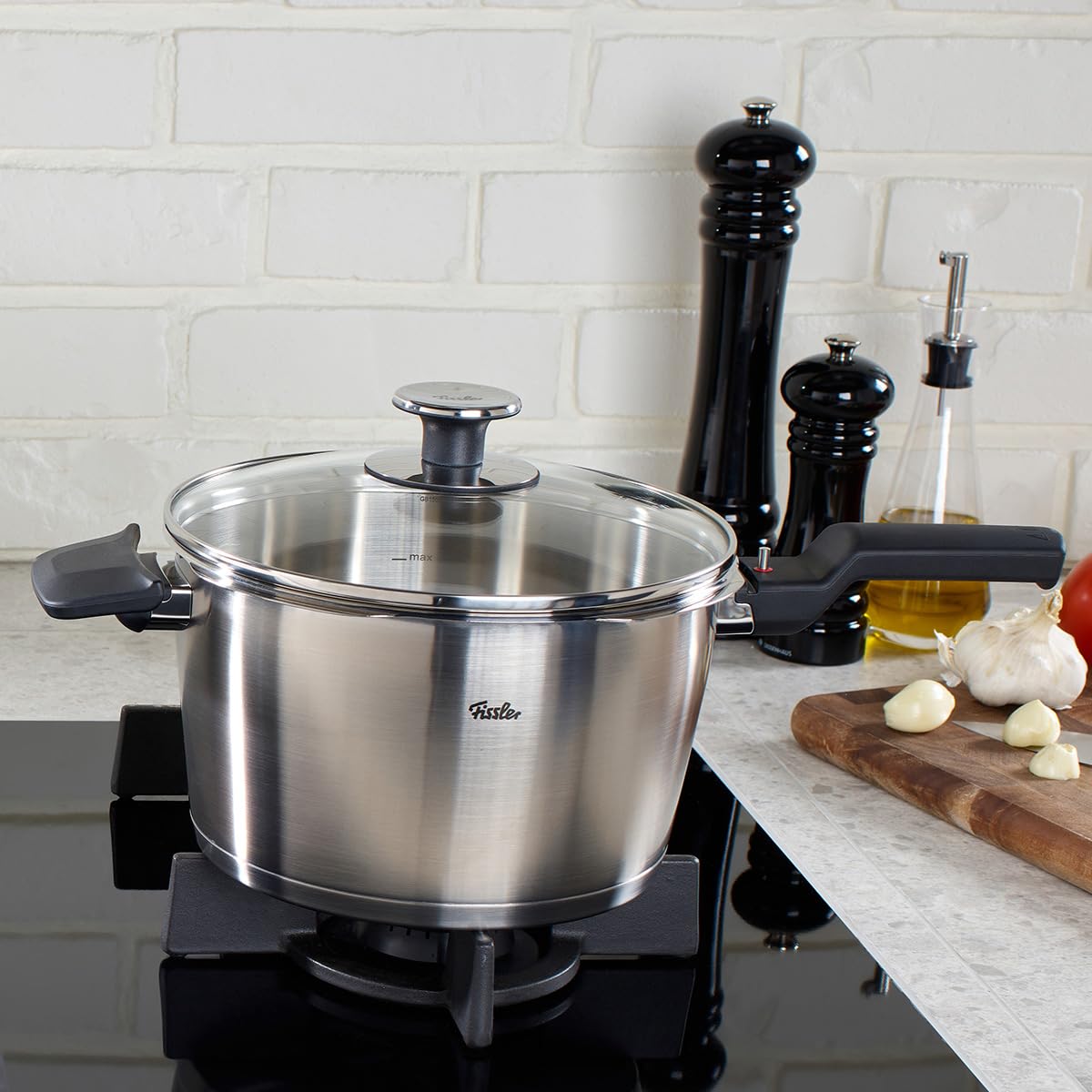 Olla de Presión Fissler Vitaquick Plata con Tapa de Vidrio