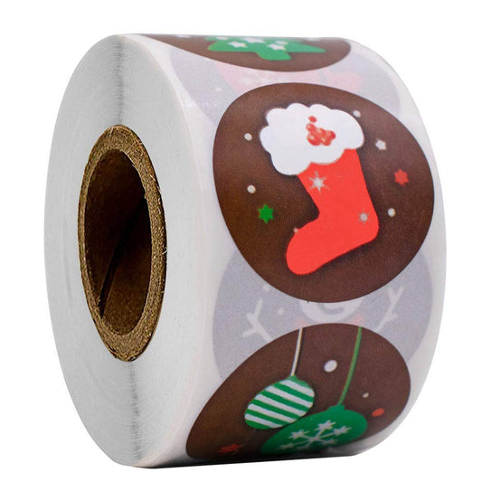 500 pegatinas navideñas de Feliz Navidad, etiquetas redondas de Navidad, sellos para tarjetas, regalos, cajas de sellado, decoraciones navideñas, 1 pulgada/2,5 cm