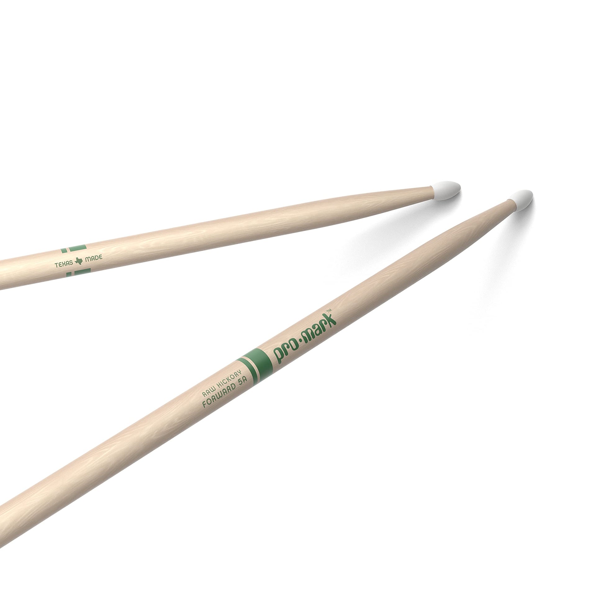 ProMark | Baquetas Classic Forward 5A Raw Hickory, punta ovalada de nylon, sin terminar, 1 par
