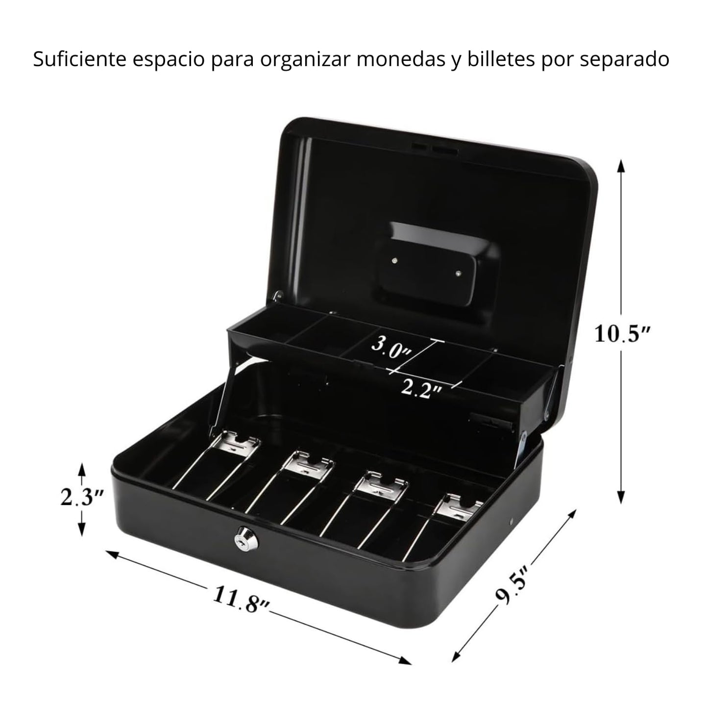 Caja de Seguridad Timotech Grande de Metal con Bandeja para Dinero