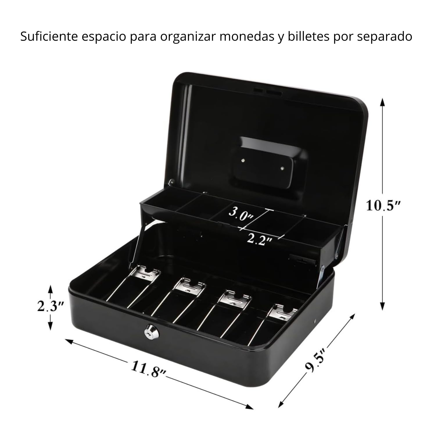 Caja de Seguridad Timotech Grande de Metal con Bandeja para Dinero