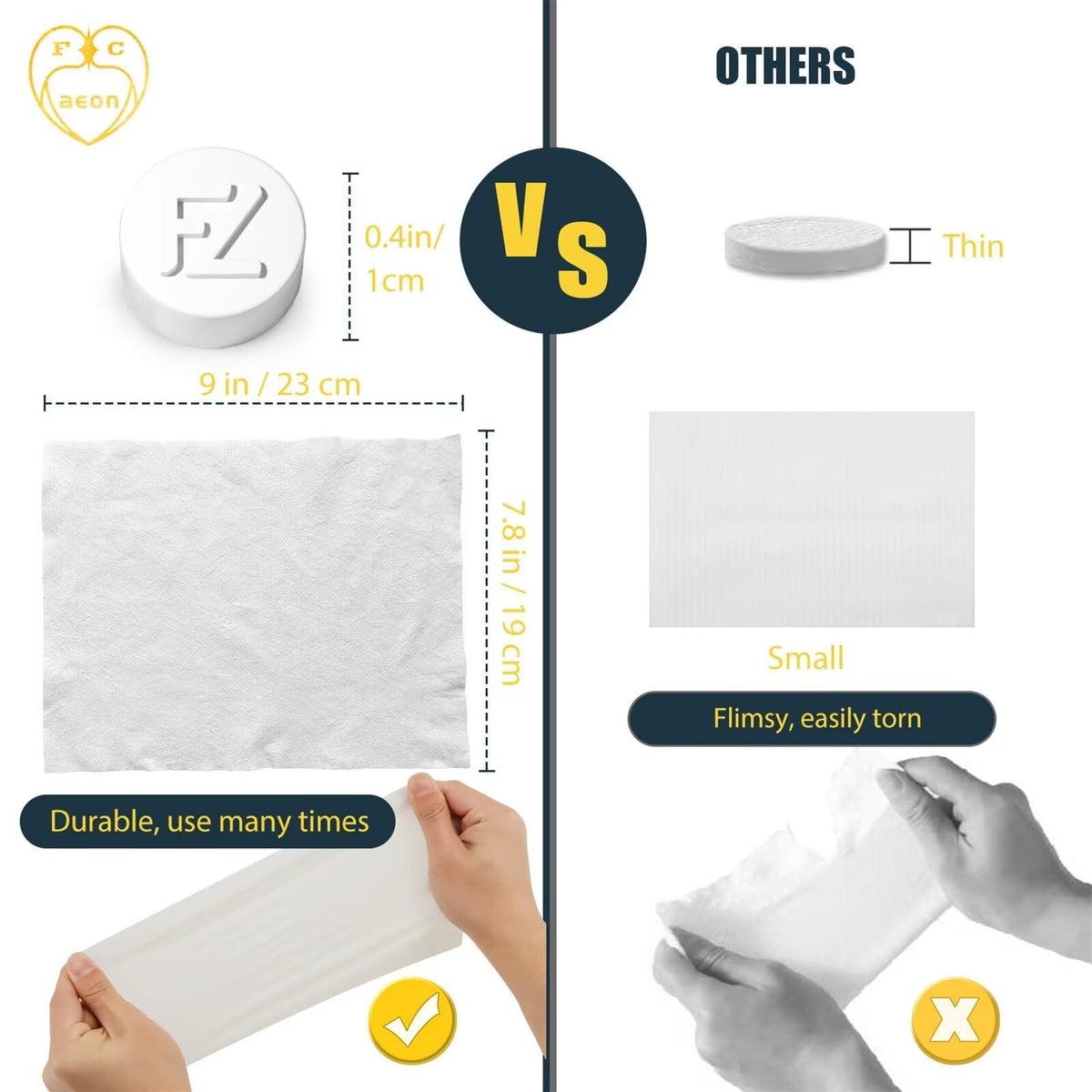 FCaeon Toallitas Faciales Desechables Comprimidas Ultra Suaves,Compressed Towel Guantes de Tocador Gruesos, Toallitas de Algodón para Desmaquillaje de Viaje, Piel Sensible, Cuidado(500 Unidad Azul)