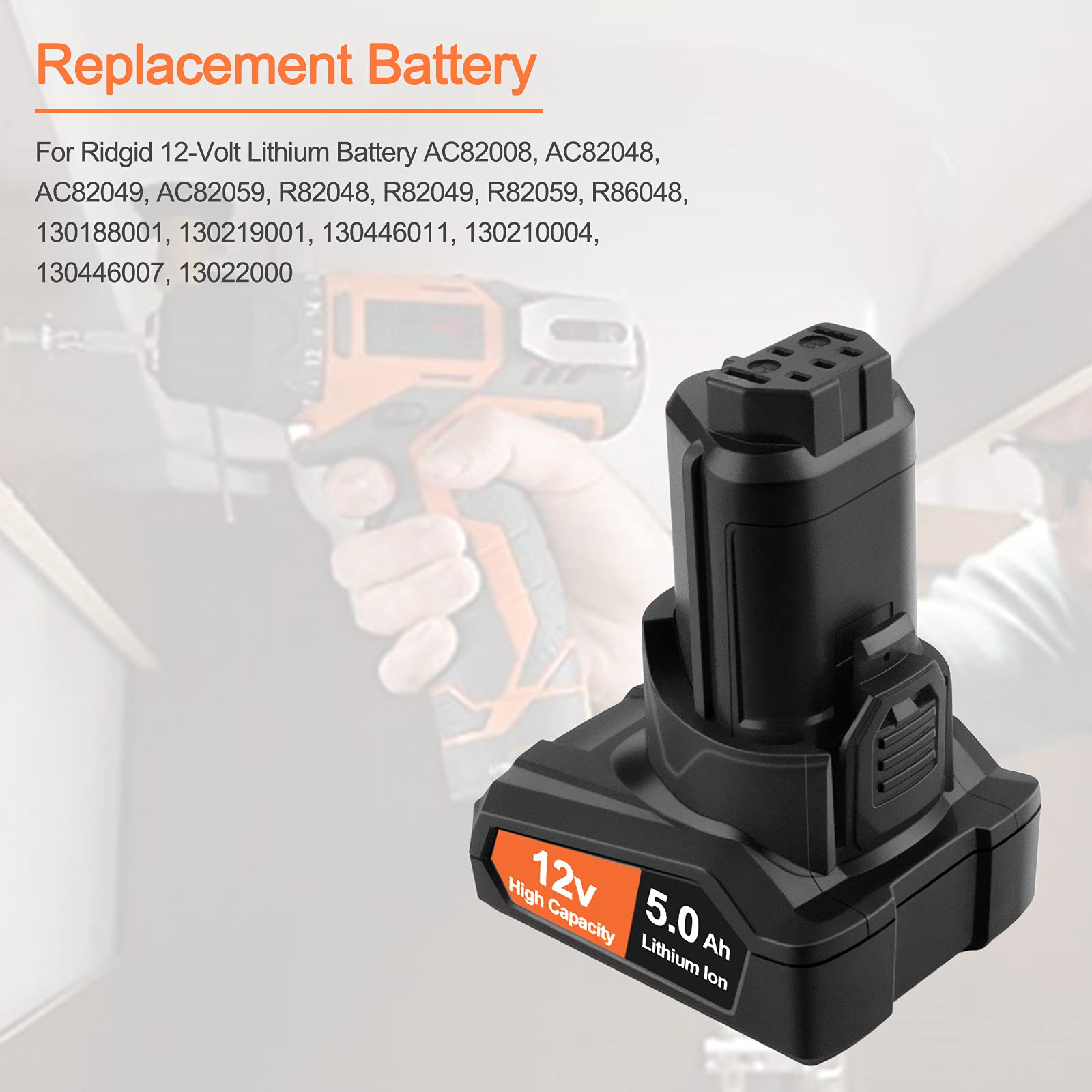 Batería de Litio Advtronics Compatible con Ridgid R82049 R82059 12V 5,0Ah