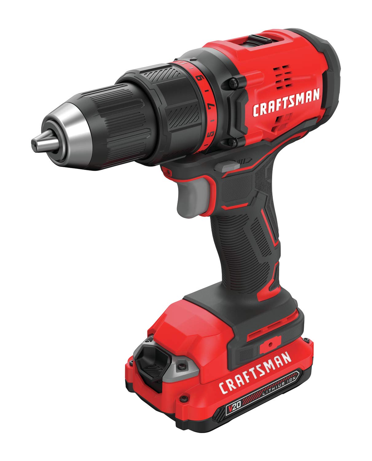 CRAFTSMAN Taladro Atornillador de 1/2 Pulgadas 20V Inalámbrico sin Carbones con 2 Baterías CMCD710C2