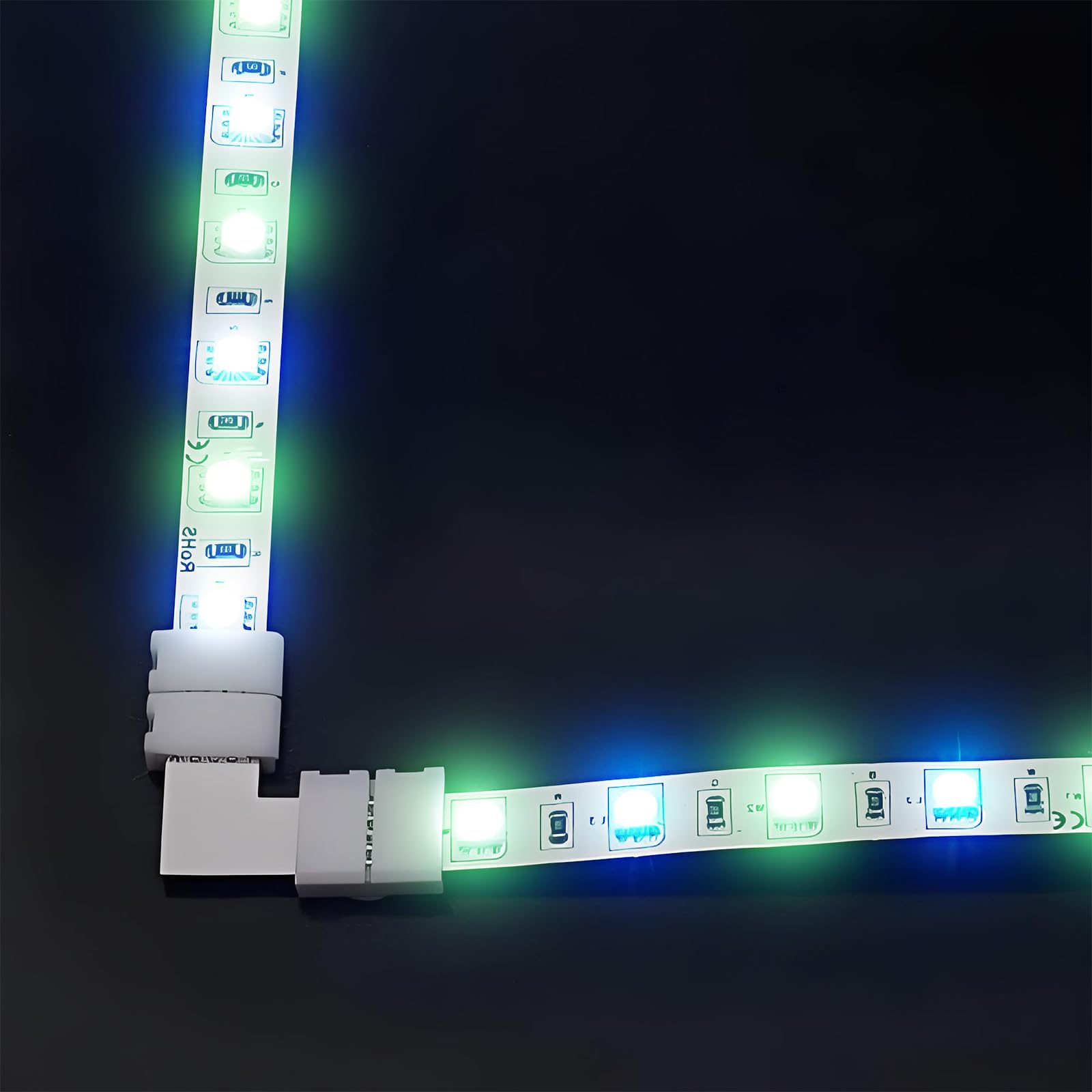 Conectores LED 4 Pines en Forma L 10mm para Extensión de Tiras LED sin Soldadura 10 Piezas
