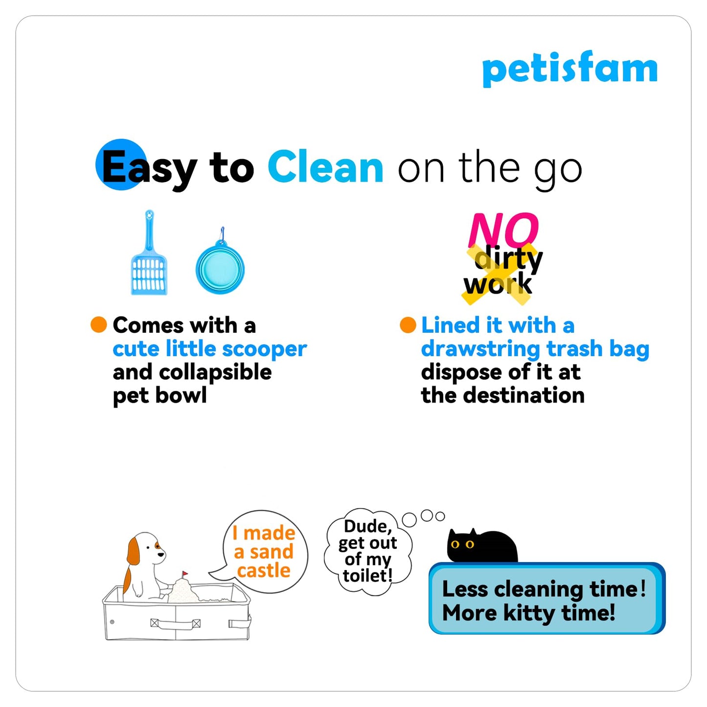Caja de arena portátil para gatos para un fácil viaje con gatos medianos, grandes o múltiples, fácil de llevar, resistente, plegable para un fácil almacenamiento