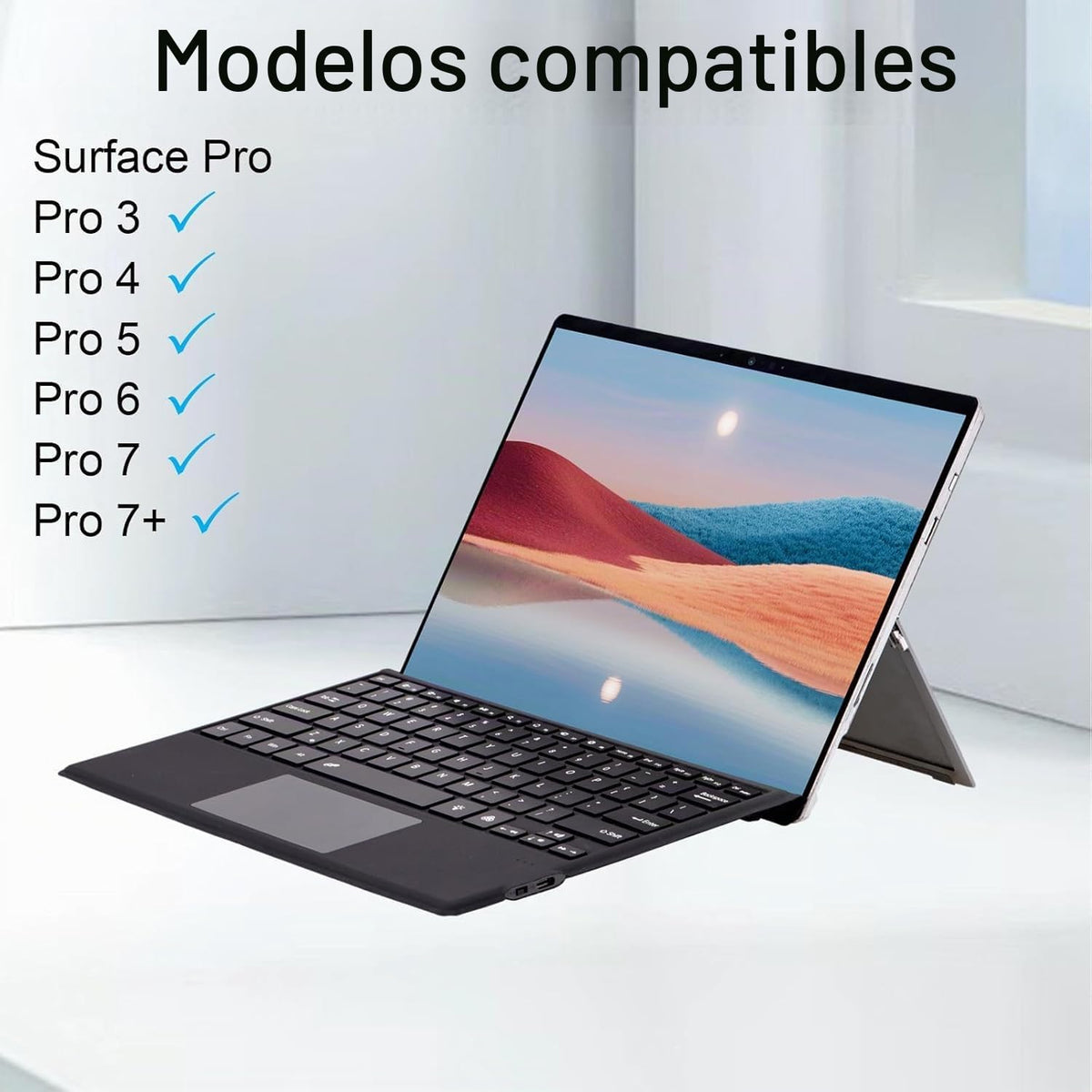 Teclado Type Microsoft Negro Reacondicionado para Surface Pro 3, 4, 5, 6, 7 y 7+