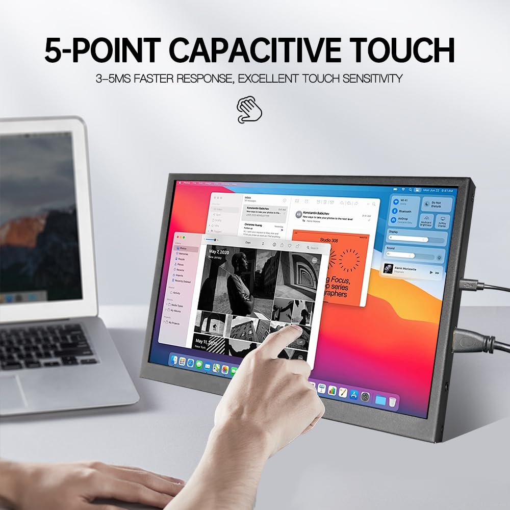 LESOWN - Monitor de visualización táctil de 10 pulgadas, pequeña visualización portátil HDMI de 1024 x 600 IPS, visualización secundaria de 10.1 pulgadas, mini monitores para Windows Mac, portátil y
