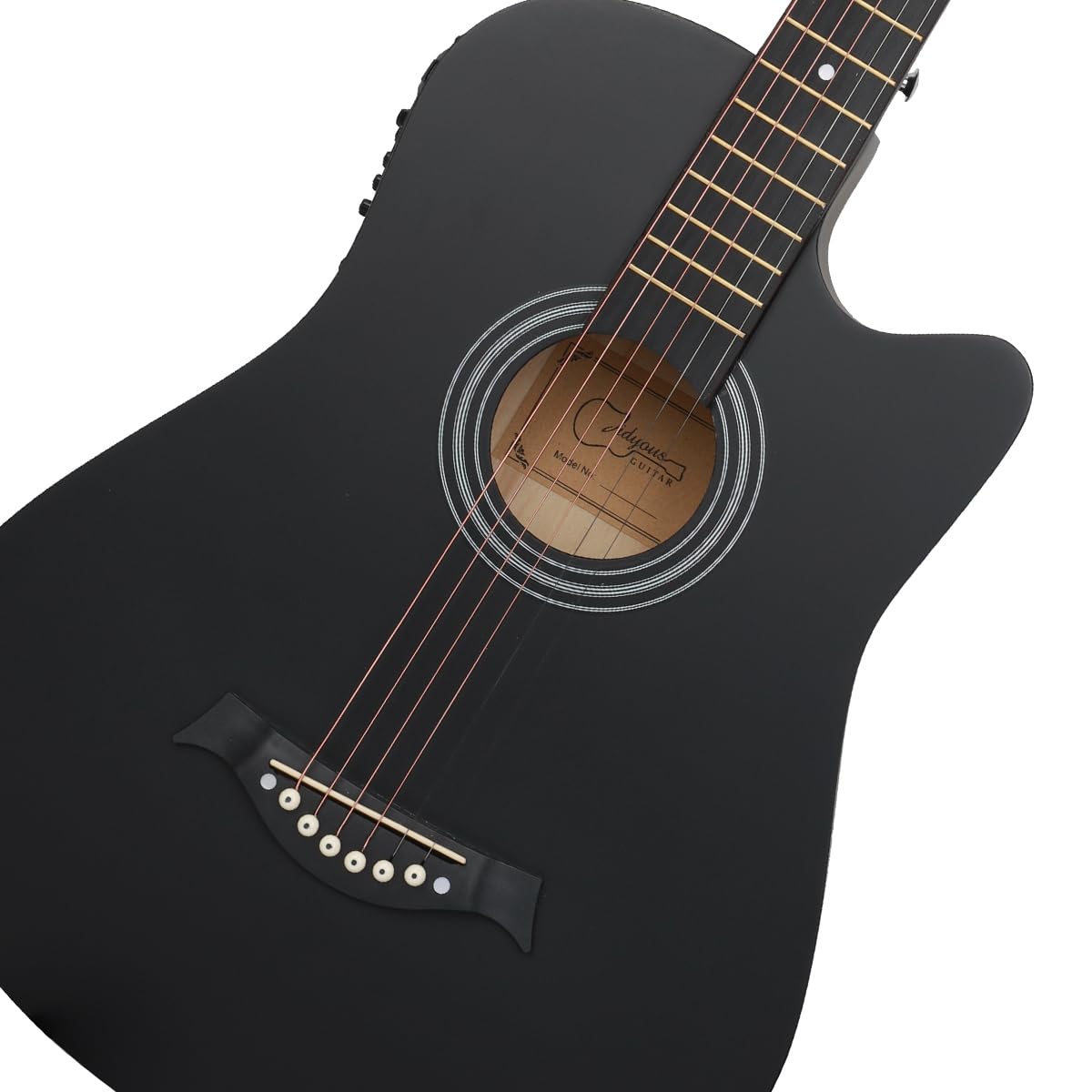 38 inch Electroacústica Guitarra Guitarra acustica con Afinadores,Correas,Cuerdas para Instrumentos,Plumillas,Cable amplificador guitarra,soul,Fundas para Guitarras 3/4(Black2)
