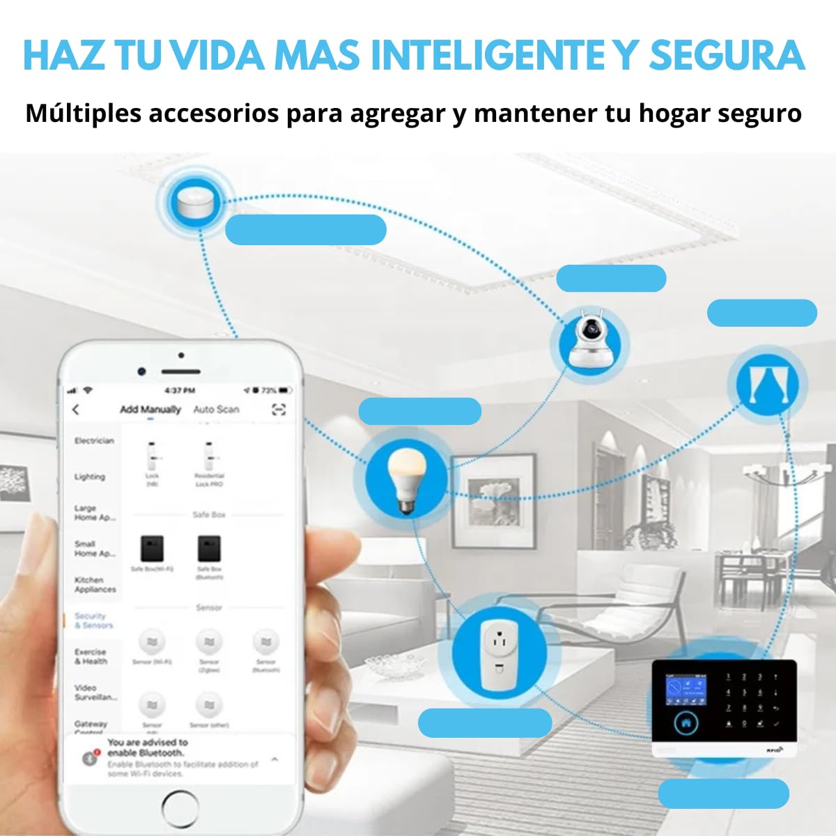 Clicklife - Kit Alarma WiFi Sistema de Seguridad Inalambrica para Casa y Negocio con App Celular, Compatible con Google y Alexa Notificaciones en Tiempo Real (2 Sensores, Control de 100 Zonas)