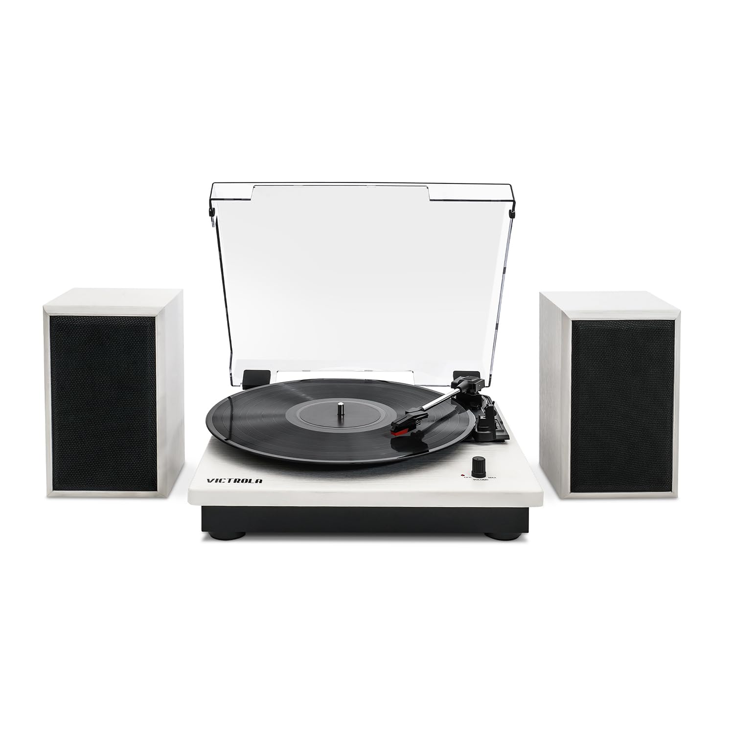 Tocadiscos Victrola Montauk Blanco Madera con Altavoces Bluetooth y Tapa Extraíble