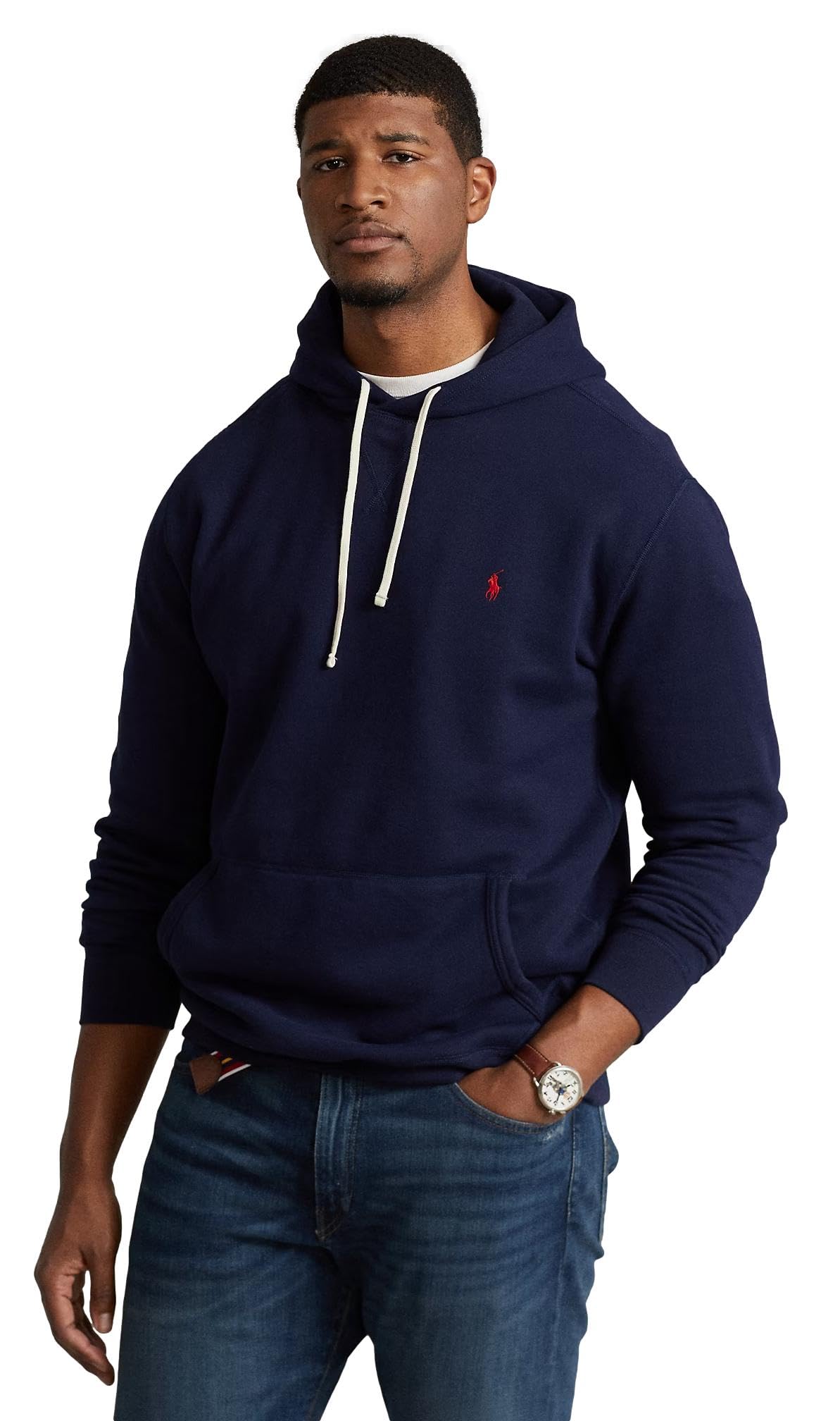 POLO RALPH LAUREN Sudadera con capucha de felpa RL Iconic de tallas grandes, azul marino, 2XB
