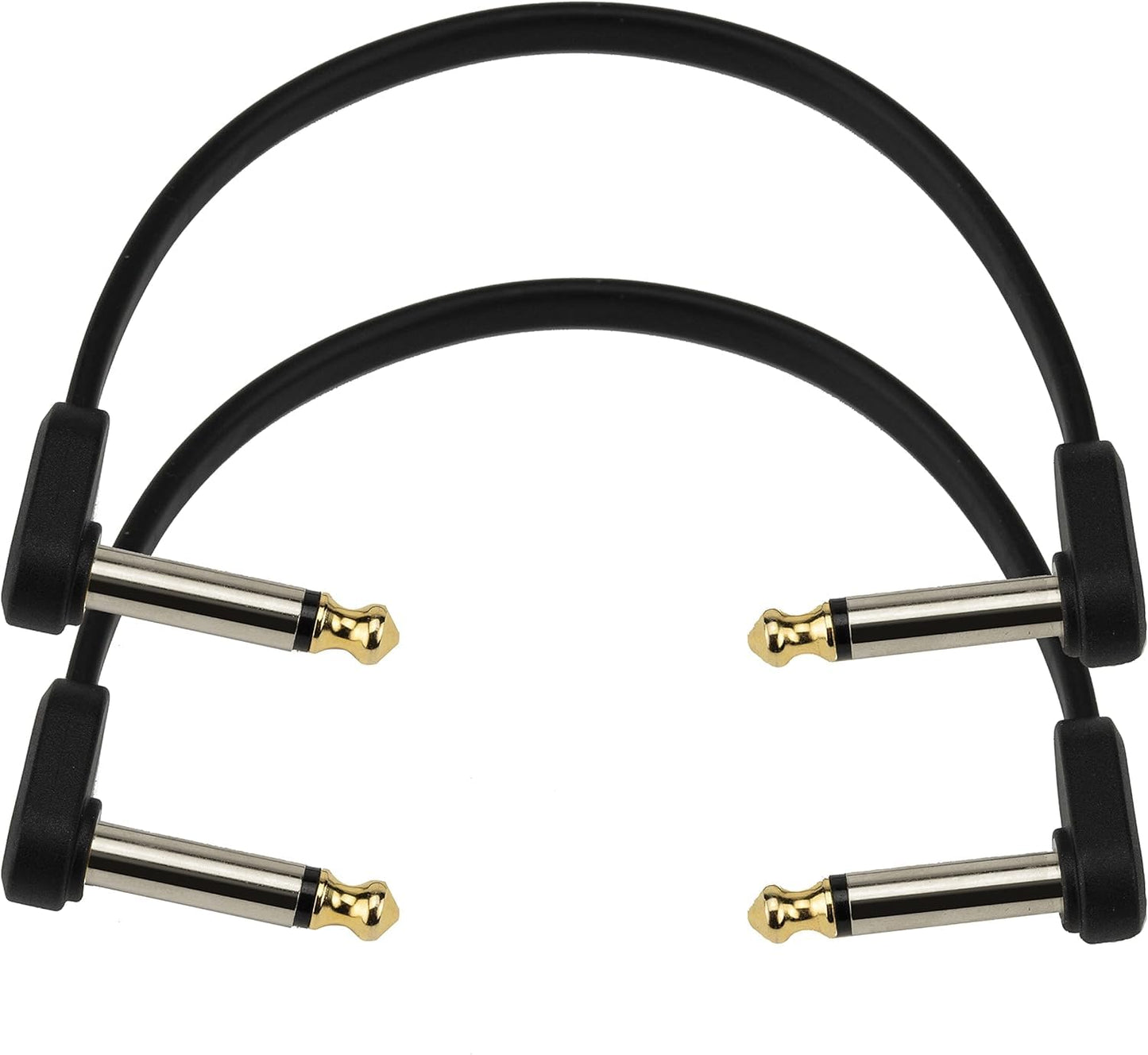 Cable de conexión para guitarra D'Addario Classic Series, cable de pedal con conectores de 1/4", plano, ángulo recto, 6 pulgadas, paquete de 2