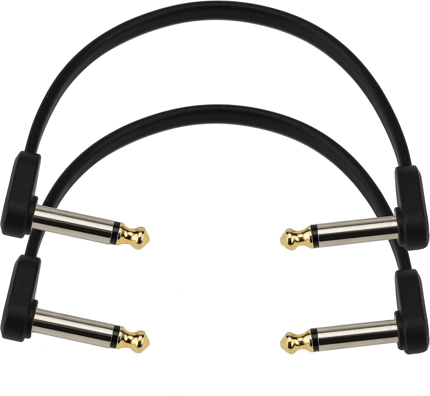 Cable de conexión para guitarra D'Addario Classic Series, cable de pedal con conectores de 1/4", plano, ángulo recto, 6 pulgadas, paquete de 2