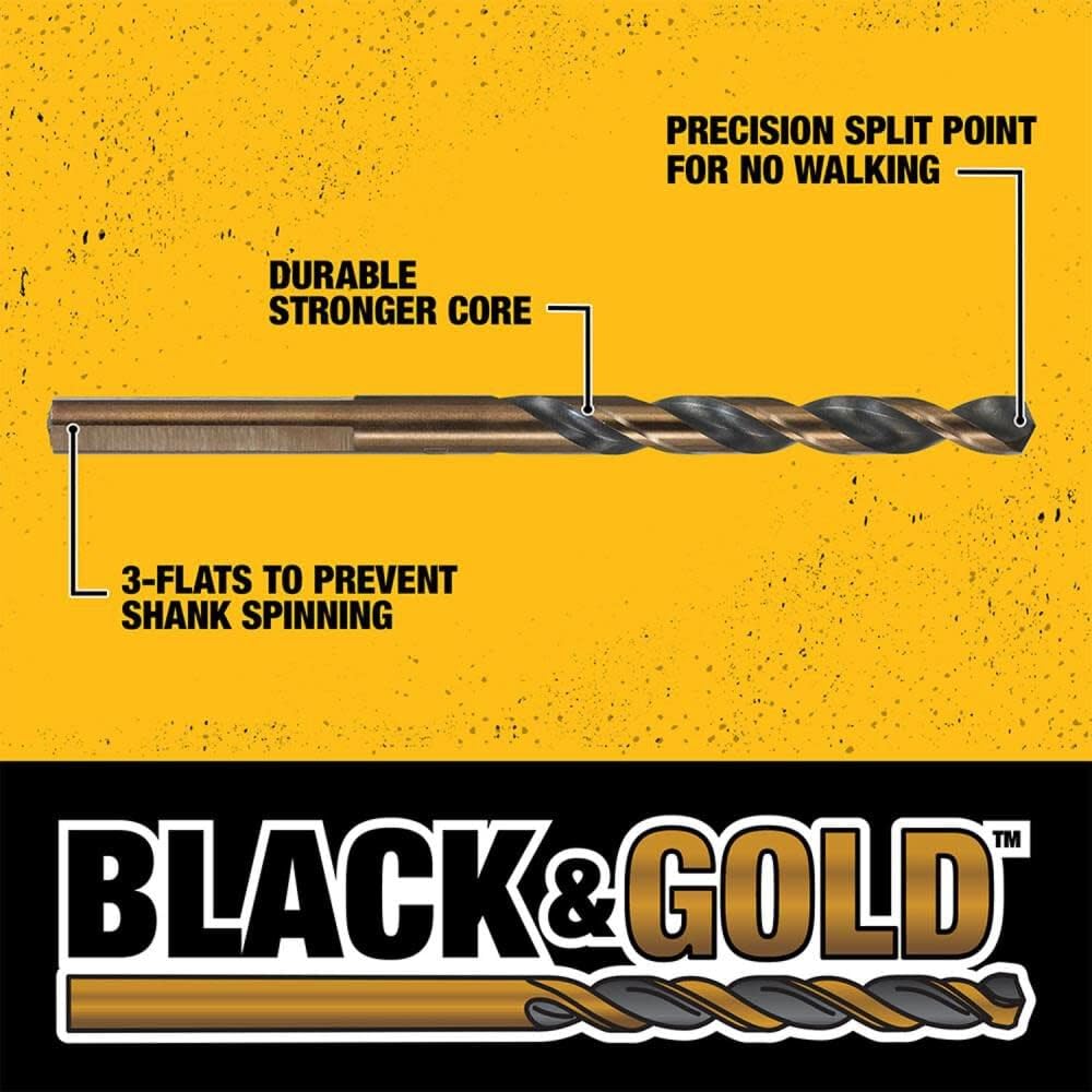 DEWALT DWA1184 Juego de 14 brocas helicoidales HSS con revestimiento de óxido negro