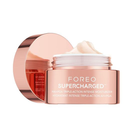 FOREO SUPERCHARGED Crema Hidratante Facial Triple Acción HA+PGA - Contorno de Ojos - Acido Hialuronico - Vitamina E - Vegano - Crema Facial Hombre - Skincare - 50 ml