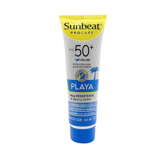 SUNBEAT | Sunbeat Procare Playa Bloqueador Solar Fps 50 | Resistente Al Agua | Textura Ligera Humectante | Amigable Con Los Corales | Protección Uv Para Toda La Familia