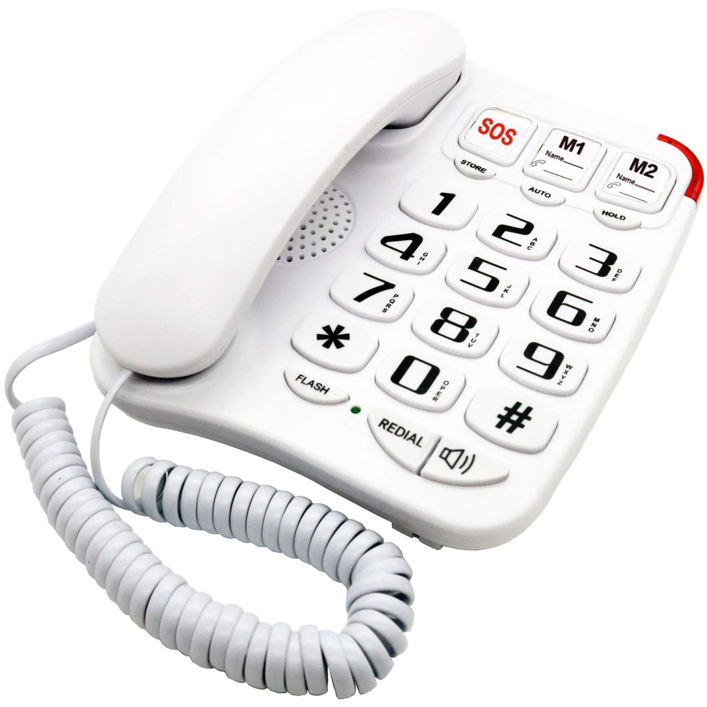 KerLiTar K-P045W - Teléfonos fijos amplificados para personas mayores con números grandes de emergencia, teléfonos con cable para ancianos con botón grande, para teléfono con cable, altavoz, escritorio de pared