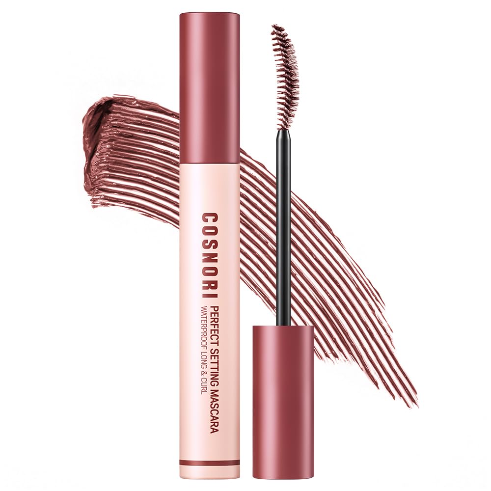 COSNORI Máscara De Pestañas Perfect Setting Waterproof Long&Curl 06 Urban Red – Larga Duración, Efecto Difuminado - Máscara De Pestañas Burdeos - Coreana, Resistente Al Agua, Pestañas Largas,
