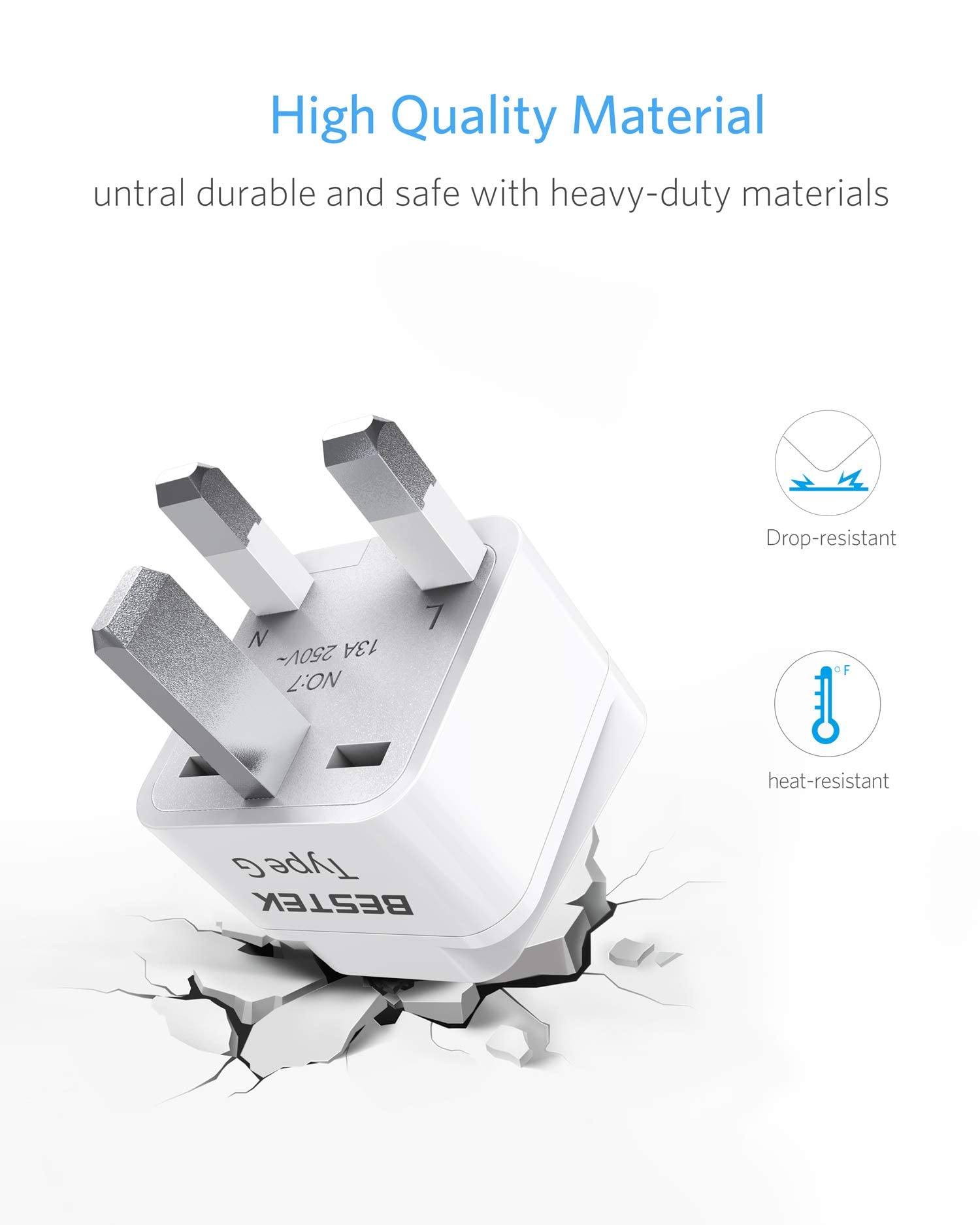 BESTEK® [3 artículos contenidos Clavija adaptadora de Americano a Reino Unido Adaptador Universal de contactos eléctricos.(Type UK)