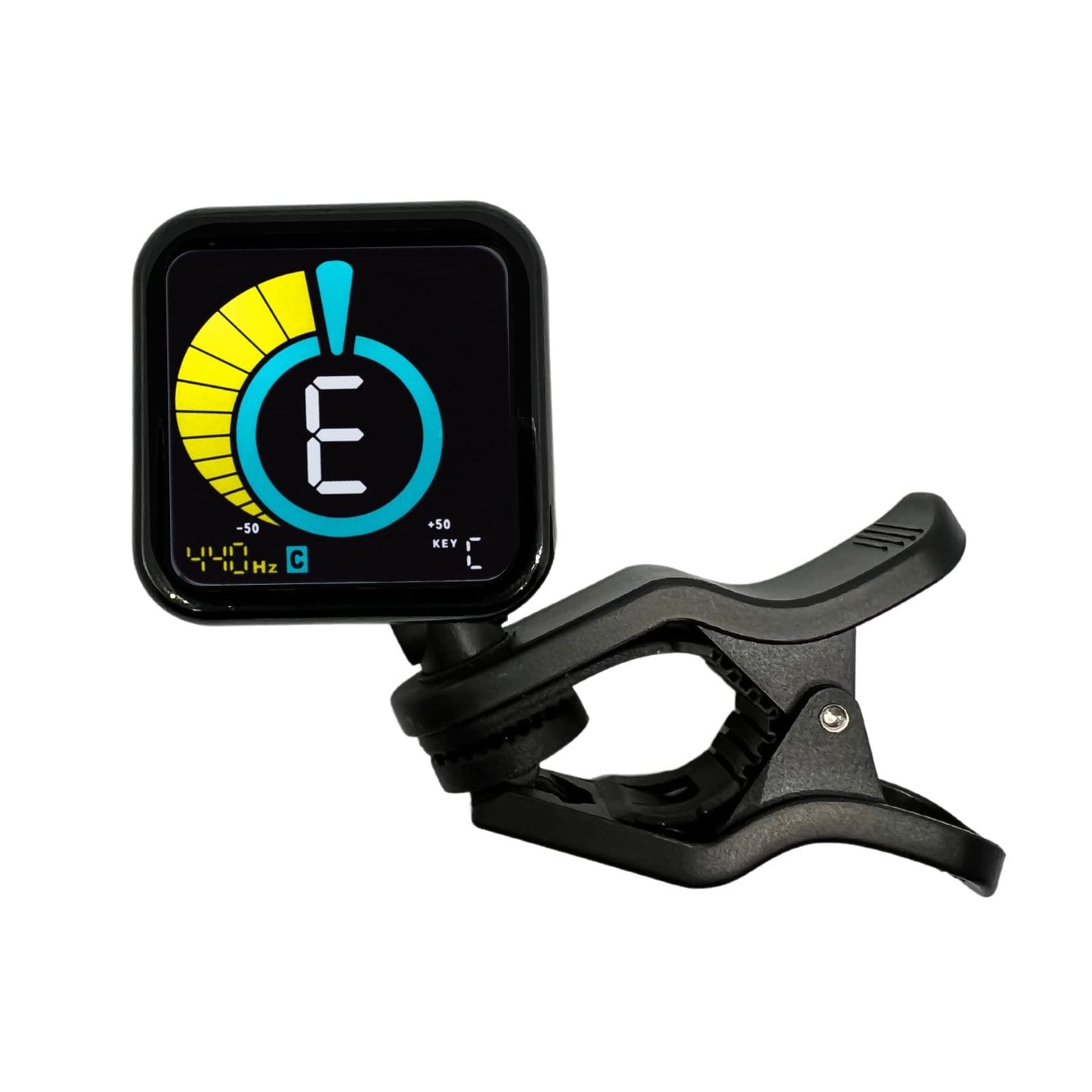KLIQ UberTuner-Max, sintonizador de clip recargable por USB para guitarra, bajo, violín, ukelele y todos los instrumentos, afinación cromática rápida y precisa con visualización de octava y detección