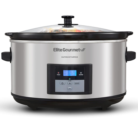 Elite Platinum Quart - Olla de cocción lenta de acero inoxidable, digital, Acero inoxidable, 8.5 quart, 1