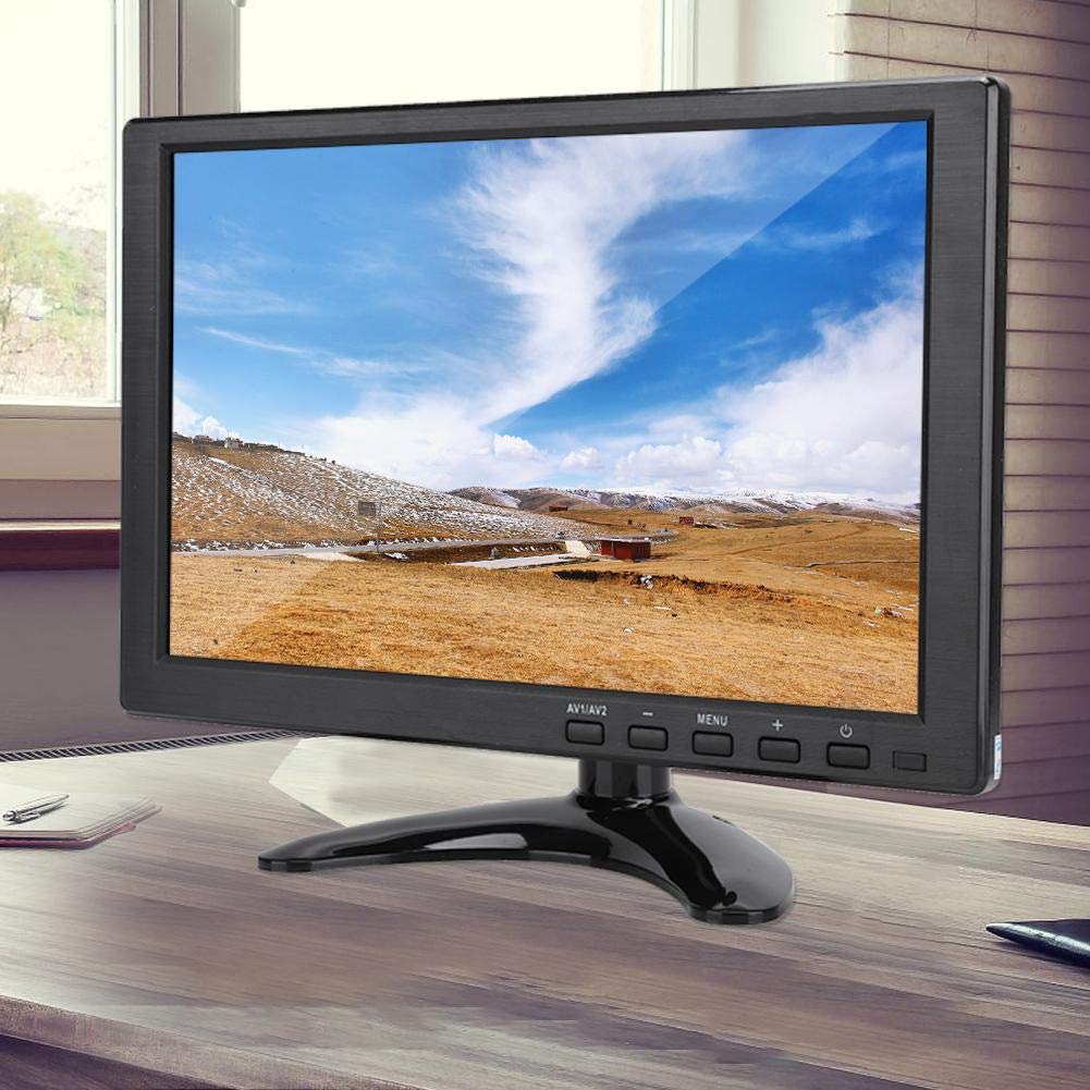 Monitor de 10.1 Pulgadas Con Pantalla TFT 1280 x 800 Compatible Con 1080P - Entradas VGA, HDMI, BNC, AV, USB - Altavoz Incorporado Para Raspberry, Cámara CCTV (Negro)