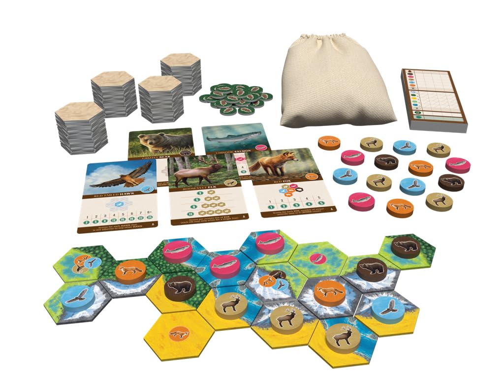 Alderac Entertainment Group (AEG) Cascadia: Juego de mesa para 1-4 jugadores, edad recomendada 12+, género Ecología, tema Cascadia, ecosistemas del noroeste Pacífico, tiempo de juego 30-45 minutos