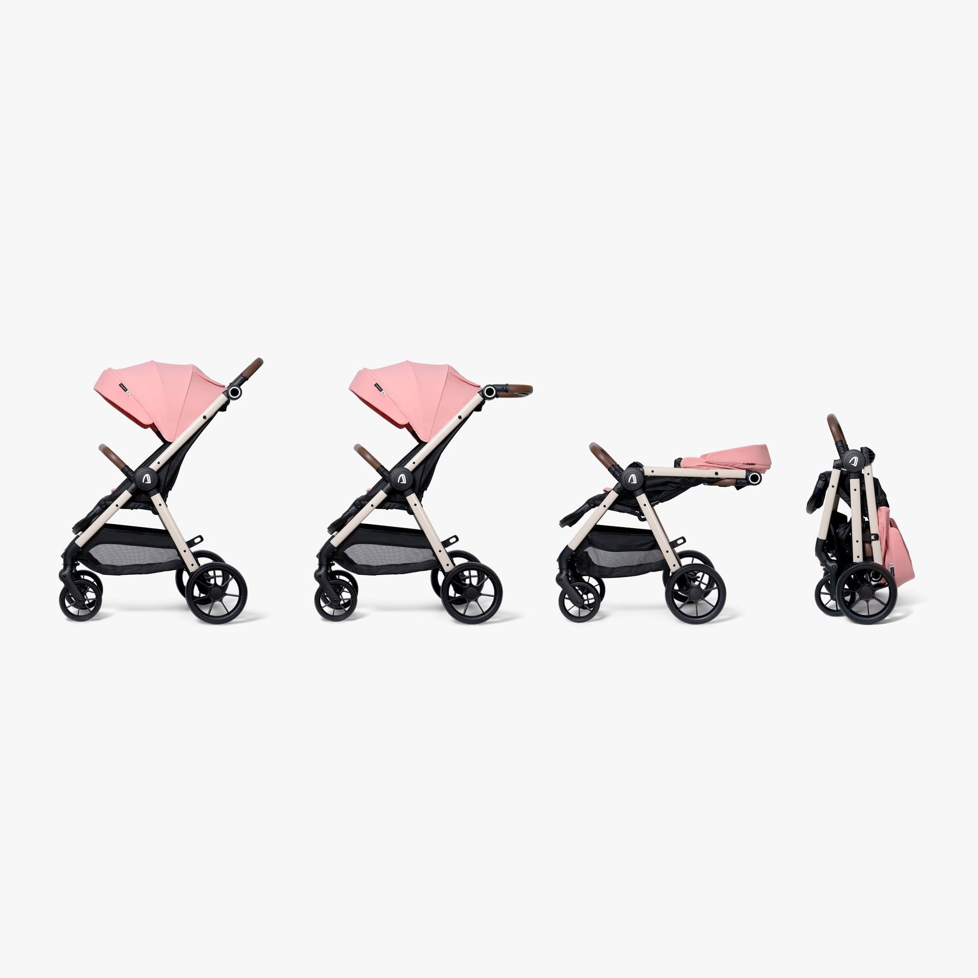 Carriola Plegable Para Bebé Unyotons, Estructura Ligera De Aluminio, Llantas Antideslizantes De Goma, Sistema Plegable Semi Automatico. Diseño Moderno, Resistente. (Rosa)
