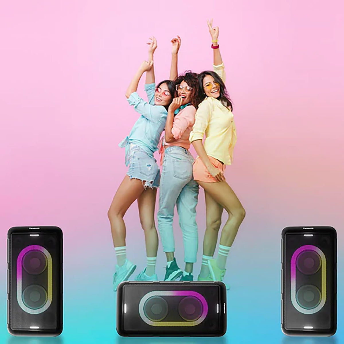 Altavoz Portátil Panasonic 150W Luz Multicolor para Fiesta y Karaoke