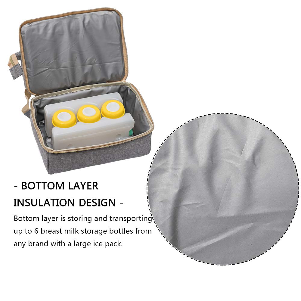MOMIGO Mochila Bolsa Hielera a Prueba de Humedad Doble Capa con Puerto de Carga USB, Grande (Gris)